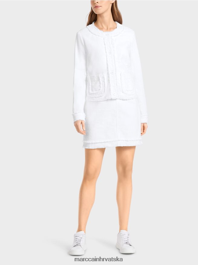 bijela Marc Cain sako s resama i cvjetnim gumbima odjeća 4D66P4371