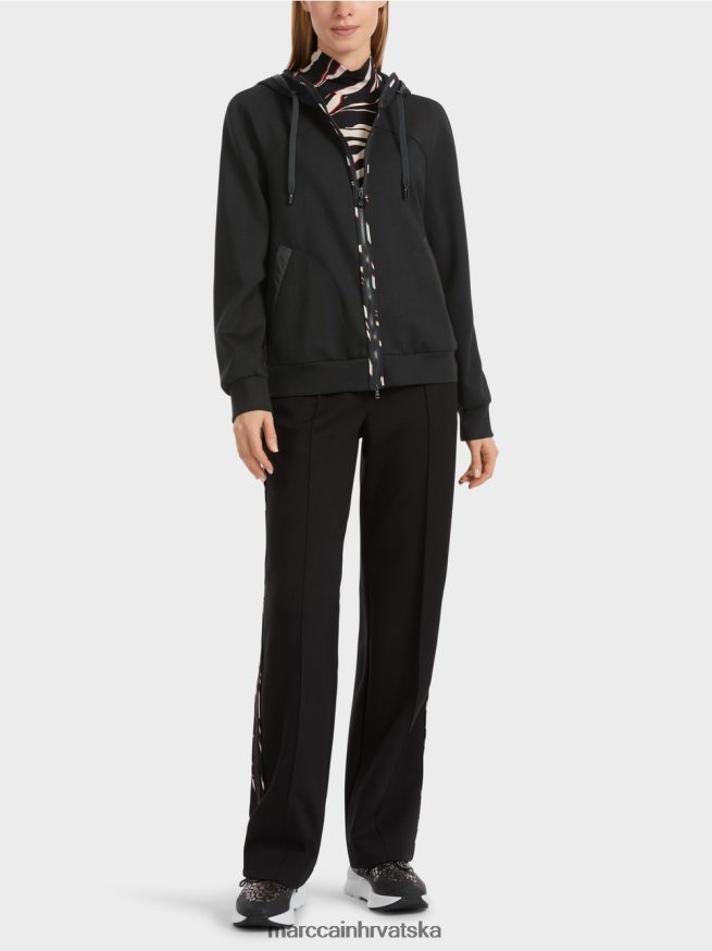 crno Marc Cain jakna s kapuljačom i patentnim zatvaračem odjeća 4D66P4317