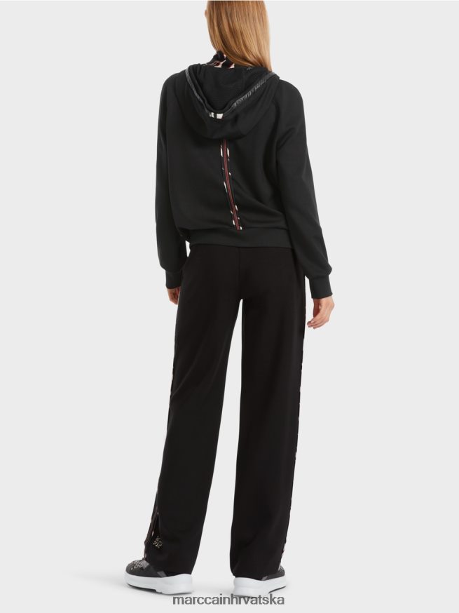 crno Marc Cain jakna s kapuljačom i patentnim zatvaračem odjeća 4D66P4317