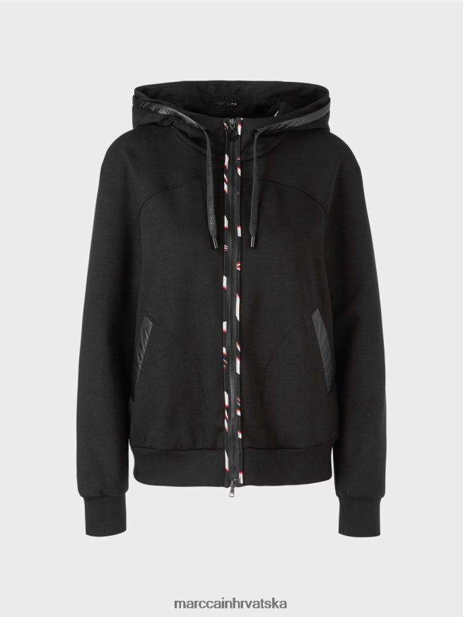 crno Marc Cain jakna s kapuljačom i patentnim zatvaračem odjeća 4D66P4317