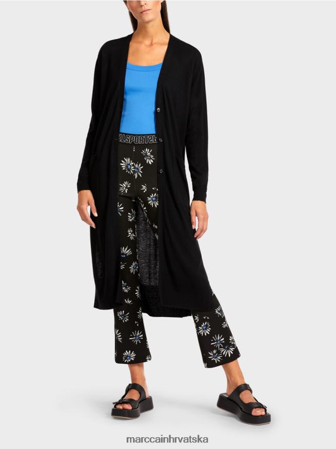 crno Marc Cain kardigan midi dužine odjeća 4D66P4430