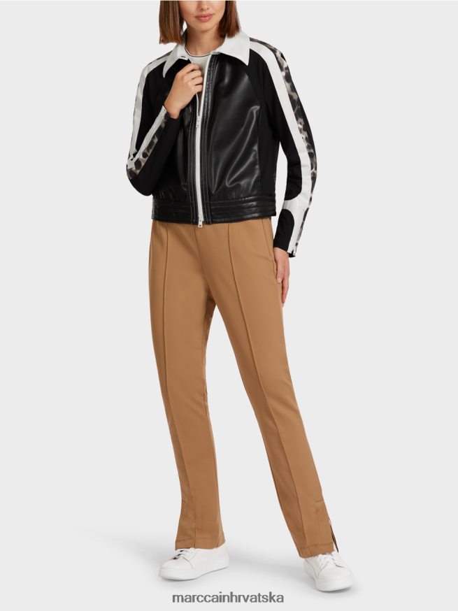 crno i bijelo Marc Cain jakna u mješavini materijala odjeća 4D66P4422