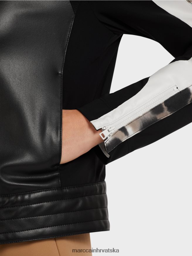 crno i bijelo Marc Cain jakna u mješavini materijala odjeća 4D66P4422