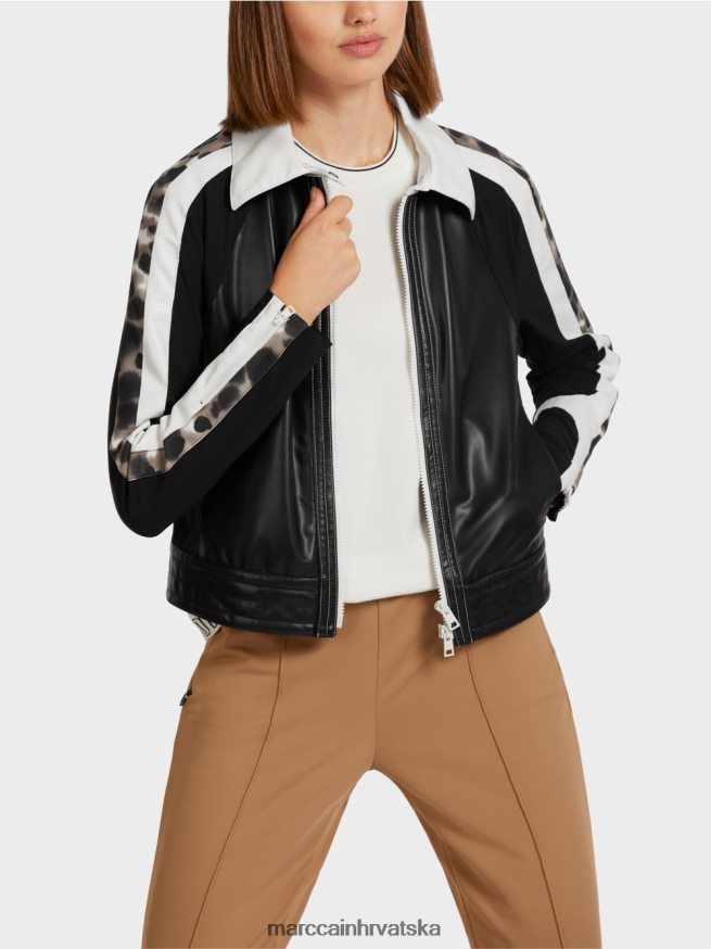 crno i bijelo Marc Cain jakna u mješavini materijala odjeća 4D66P4422