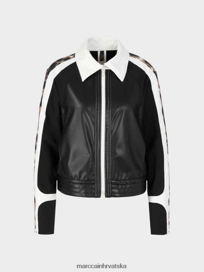 crno i bijelo Marc Cain jakna u mješavini materijala odjeća 4D66P4422