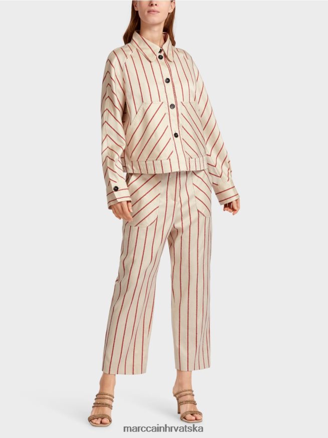 duboka crvena Marc Cain prugasta jakna od lyocella odjeća 4D66P4353