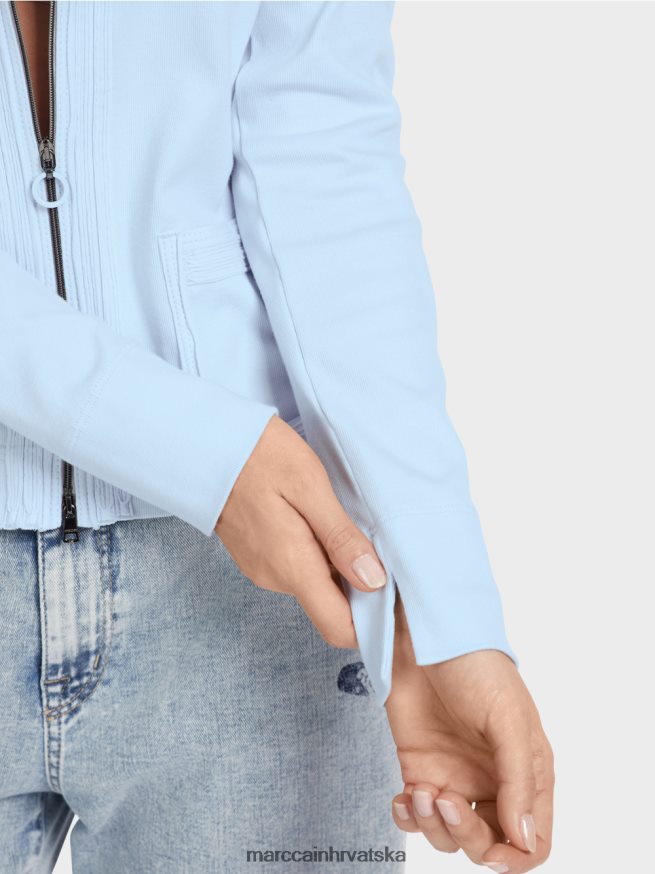 meka puderasto plava Marc Cain jakna s patentnim zatvaračem i okruglim ovratnikom odjeća 4D66P4330