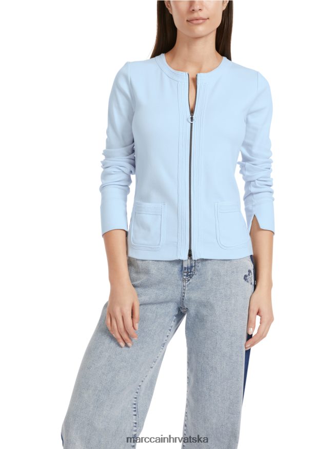 meka puderasto plava Marc Cain jakna s patentnim zatvaračem i okruglim ovratnikom odjeća 4D66P4330