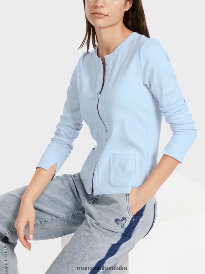 meka puderasto plava Marc Cain jakna s patentnim zatvaračem i okruglim ovratnikom odjeća 4D66P4330