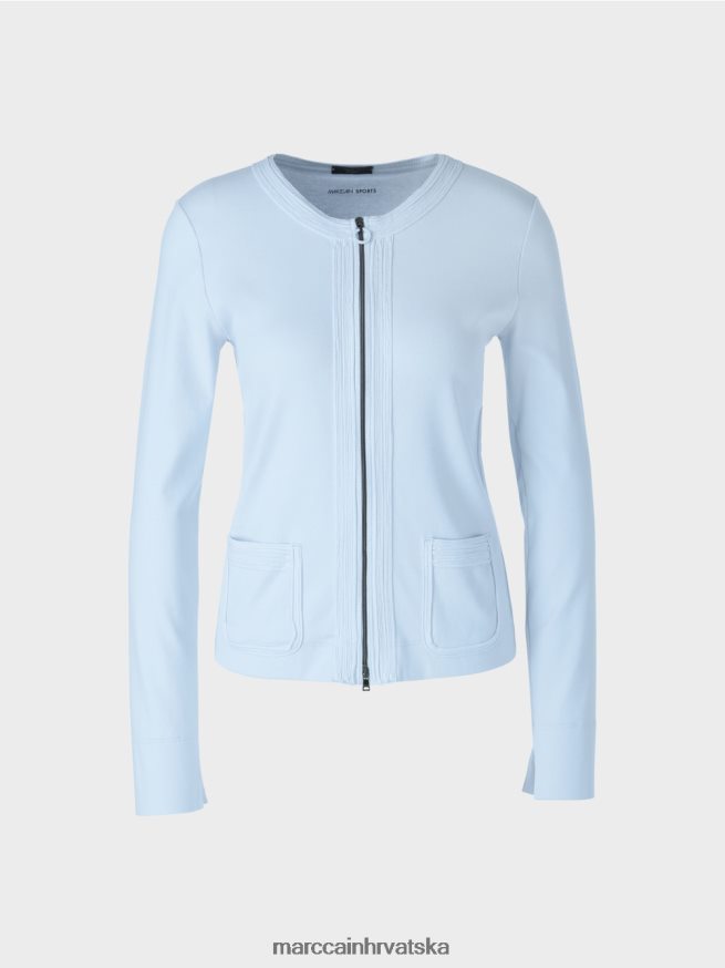 meka puderasto plava Marc Cain jakna s patentnim zatvaračem i okruglim ovratnikom odjeća 4D66P4330