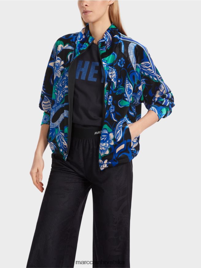 ponoćno plava Marc Cain jakna od super mekanog čipkastog baršuna odjeća 4D66P4305