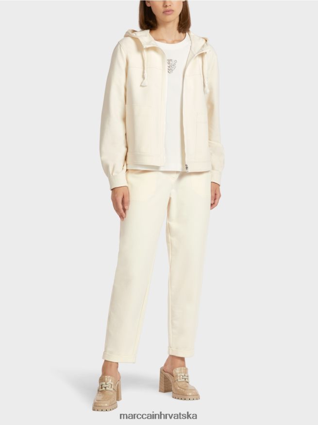 svijetli ekru Marc Cain jakna s kapuljačom od pamučnog žerseja odjeća 4D66P4410