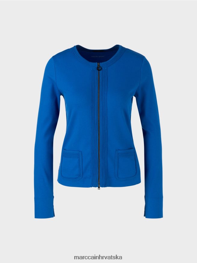 svijetlo kraljevsko plava Marc Cain jakna s patentnim zatvaračem i okruglim ovratnikom odjeća 4D66P4308