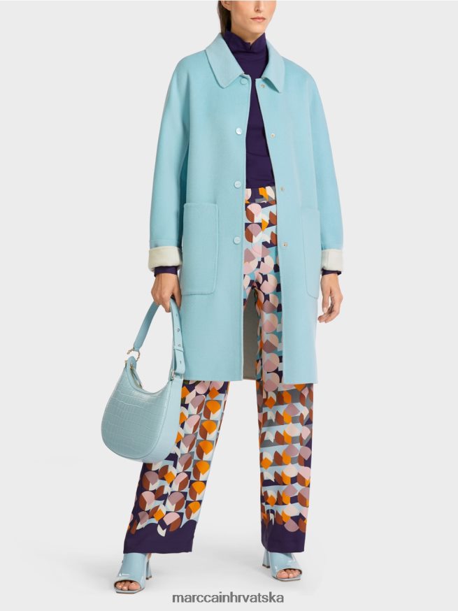 atmosferski plava Marc Cain reverzibilni vuneni kaput odjeća 4D66P4298