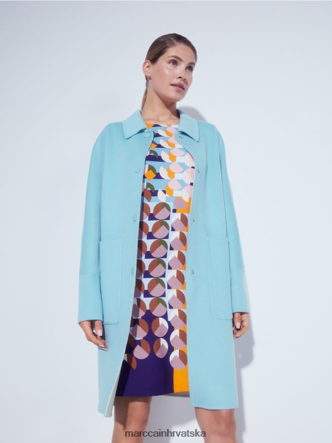 atmosferski plava Marc Cain reverzibilni vuneni kaput odjeća 4D66P4298