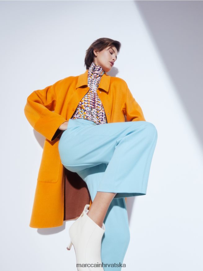 bistra narančasta Marc Cain reverzibilni vuneni kaput odjeća 4D66P4299