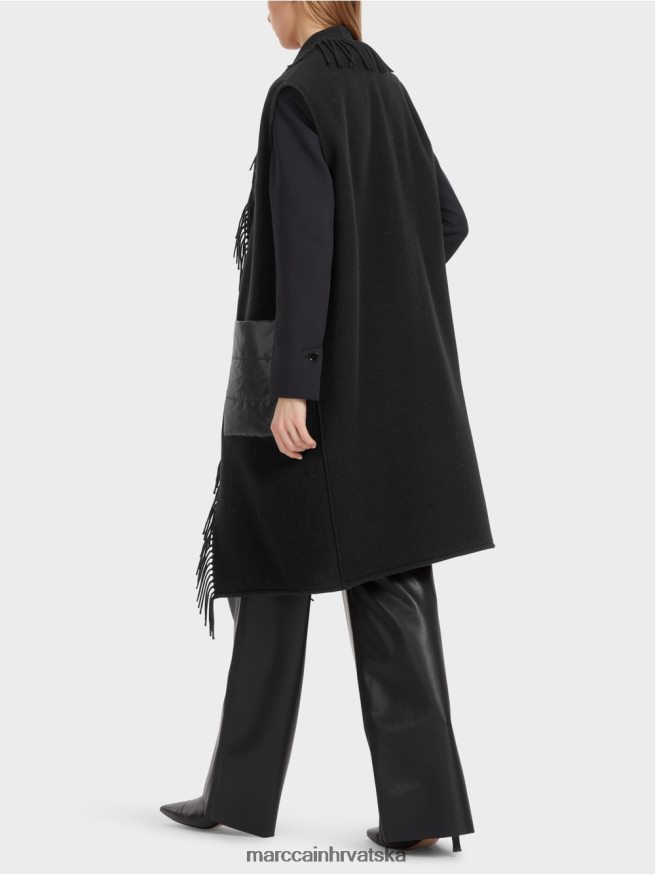crno Marc Cain dugi prsluk s resama odjeća 4D66P4226