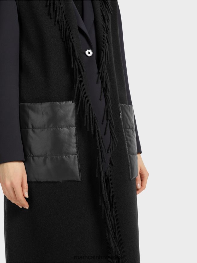 crno Marc Cain dugi prsluk s resama odjeća 4D66P4226