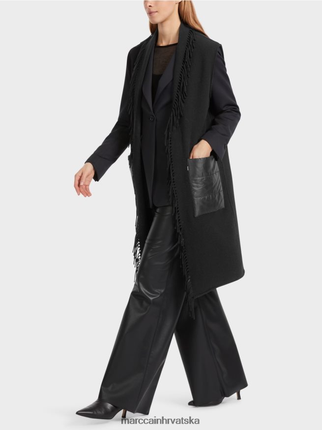 crno Marc Cain dugi prsluk s resama odjeća 4D66P4226