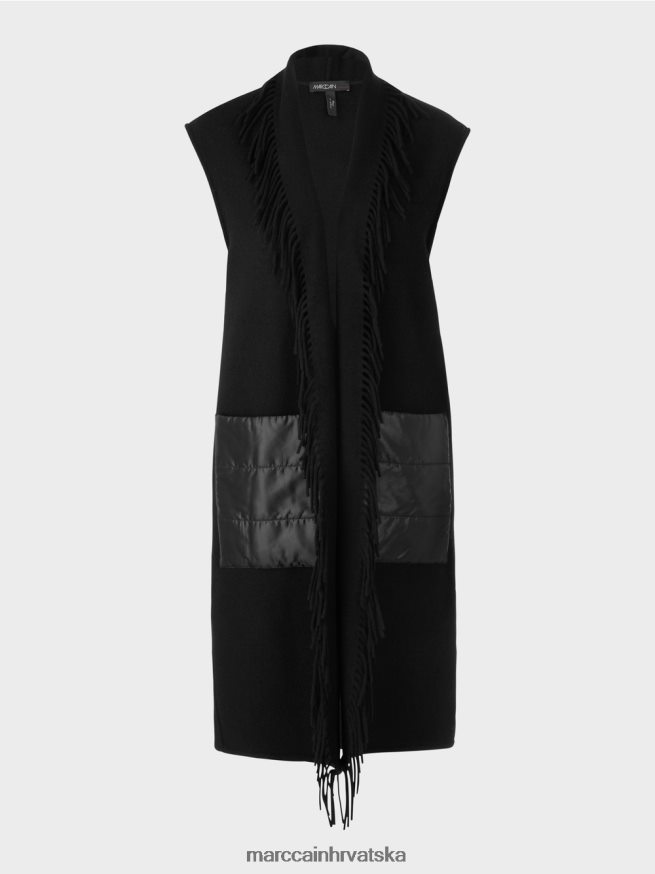 crno Marc Cain dugi prsluk s resama odjeća 4D66P4226