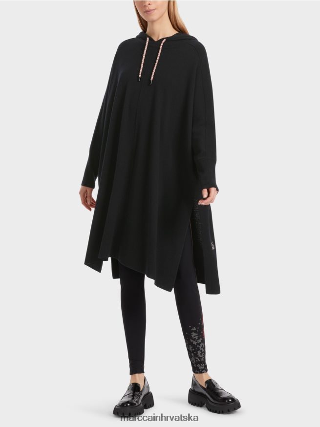 crno Marc Cain majica s kapuljačom "promislimo zajedno". odjeća 4D66P4241
