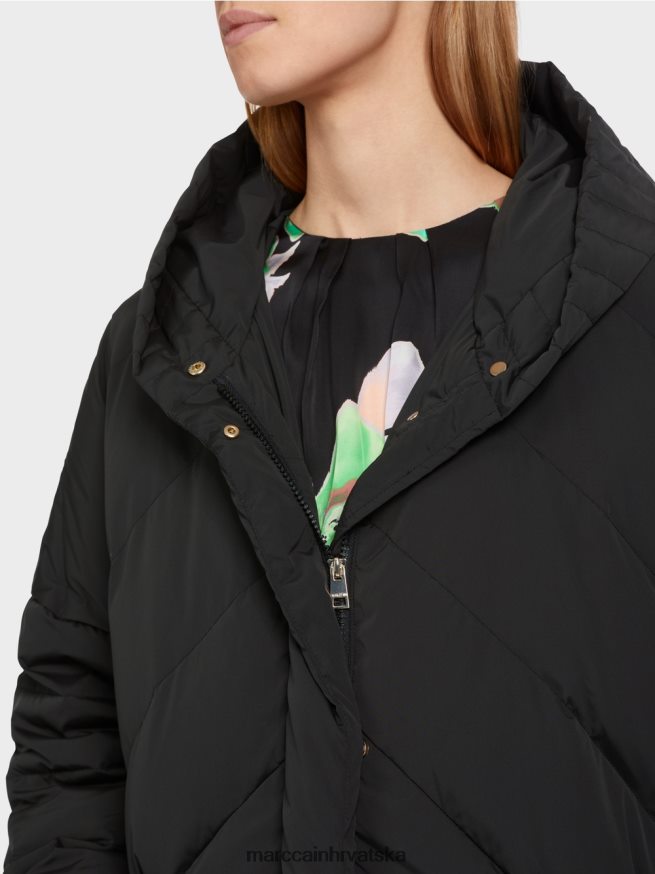 crno Marc Cain prošiveni kaput s punjenjem od paperja odjeća 4D66P4230