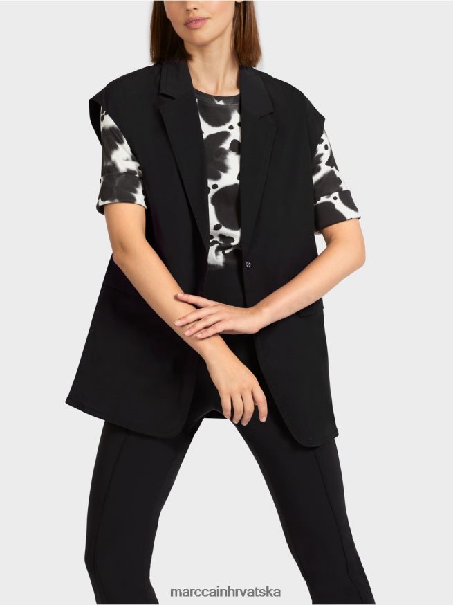 crno Marc Cain prsluk s preklopom i uzicom odjeća 4D66P4282