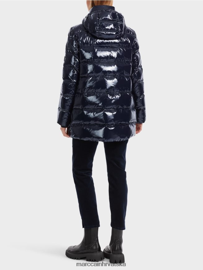 ponoćno plava Marc Cain prošivena vanjska jakna s kapuljačom odjeća 4D66P4223
