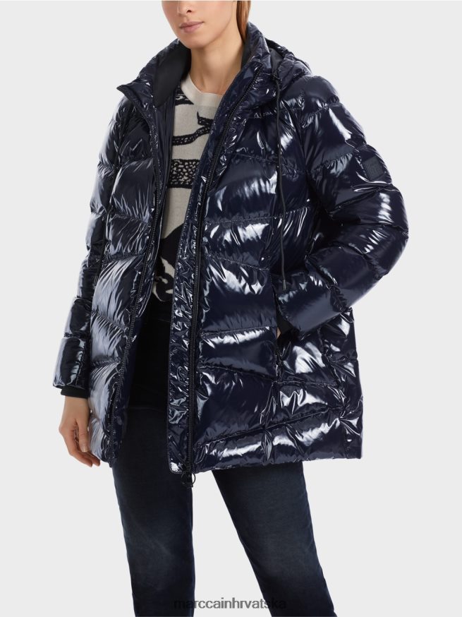 ponoćno plava Marc Cain prošivena vanjska jakna s kapuljačom odjeća 4D66P4223