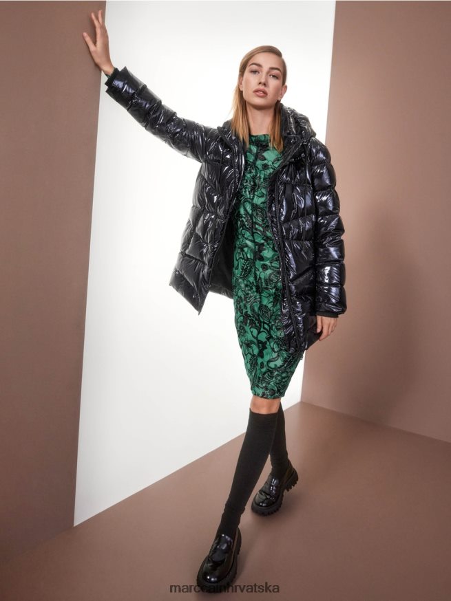 ponoćno plava Marc Cain prošivena vanjska jakna s kapuljačom odjeća 4D66P4223