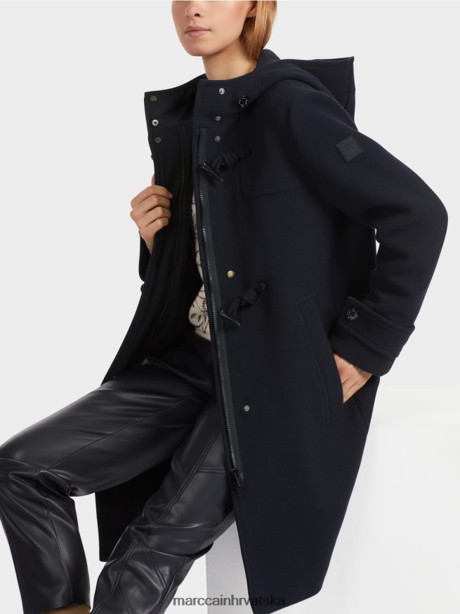 ponoćno plava Marc Cain vuneni kaput s kopčama odjeća 4D66P4222