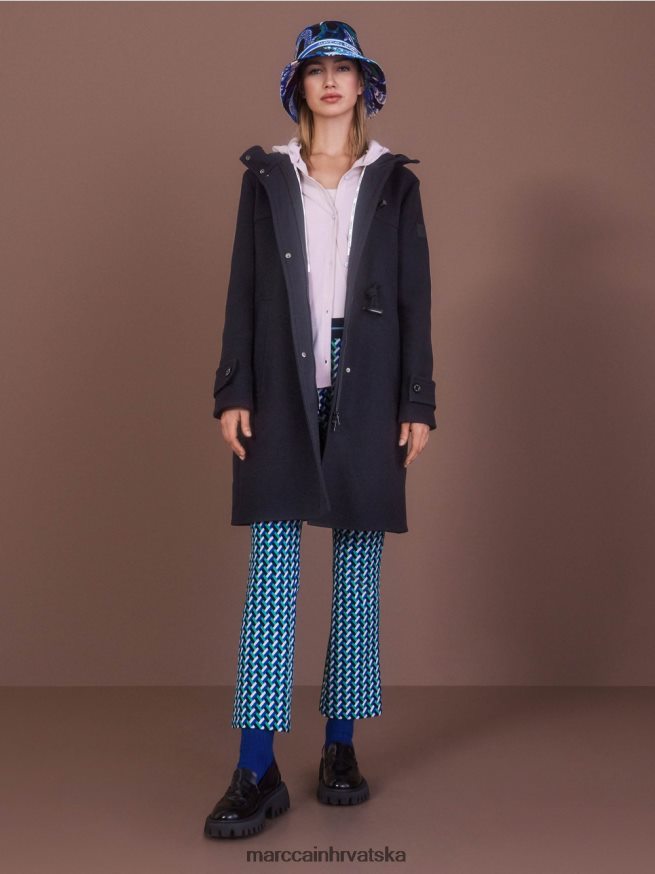 ponoćno plava Marc Cain vuneni kaput s kopčama odjeća 4D66P4222