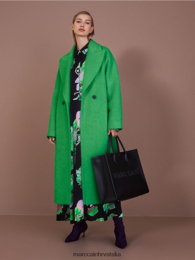 tamno zelena jabuka Marc Cain kaput u oversized izgledu odjeća 4D66P4234