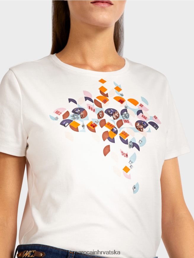 atmosferski plava Marc Cain majica s perlicama i dizajnom 60-ih odjeća 4D66P41454