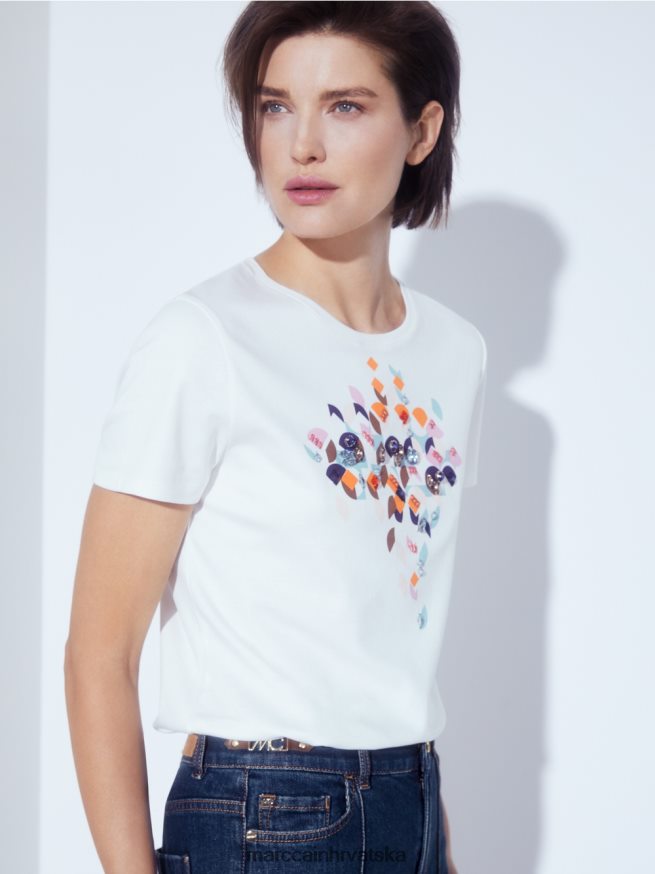 atmosferski plava Marc Cain majica s perlicama i dizajnom 60-ih odjeća 4D66P41454