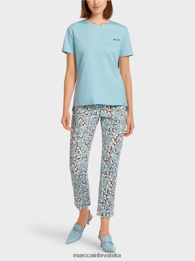 atmosferski plava Marc Cain majica s ukrašenim džepom na prsima odjeća 4D66P41450