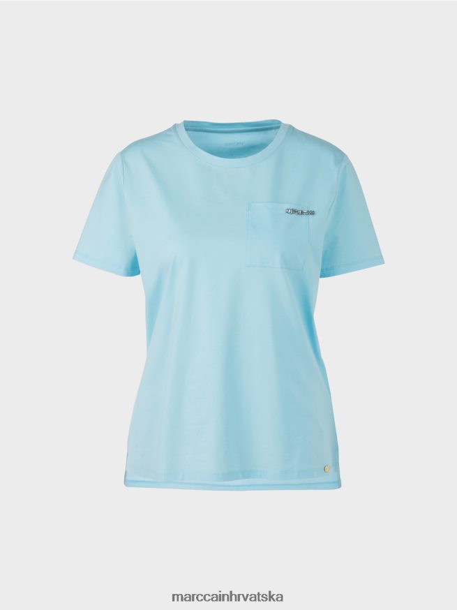 atmosferski plava Marc Cain majica s ukrašenim džepom na prsima odjeća 4D66P41450
