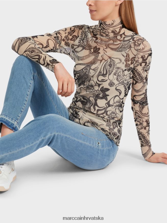 bademov cvijet Marc Cain dugi rukav od tila s printom odjeća 4D66P41238