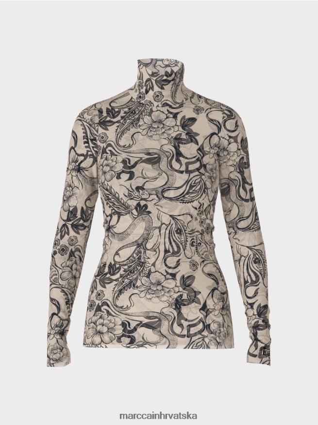 bademov cvijet Marc Cain dugi rukav od tila s printom odjeća 4D66P41238