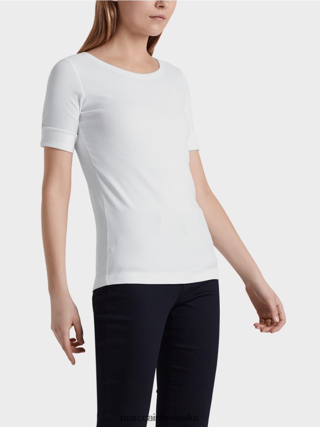 bijela Marc Cain košulja s okruglim ovratnikom i kratkim rukavima odjeća 4D66P41469