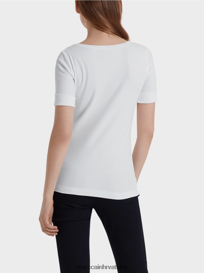 bijela Marc Cain košulja s okruglim ovratnikom i kratkim rukavima odjeća 4D66P41469
