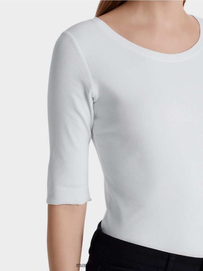 bijela Marc Cain košulja s okruglim ovratnikom i kratkim rukavima odjeća 4D66P41469