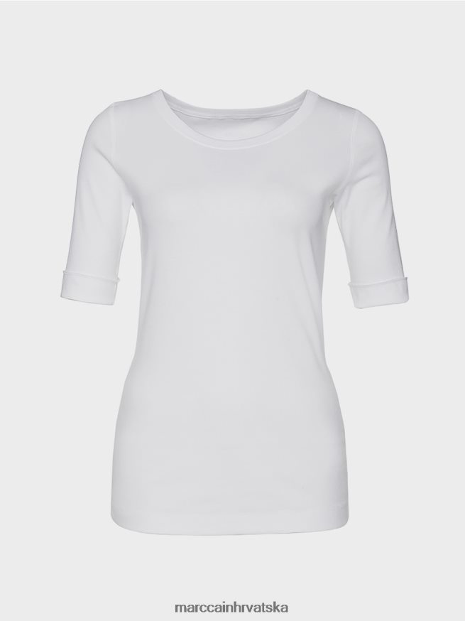 bijela Marc Cain košulja s okruglim ovratnikom i kratkim rukavima odjeća 4D66P41469