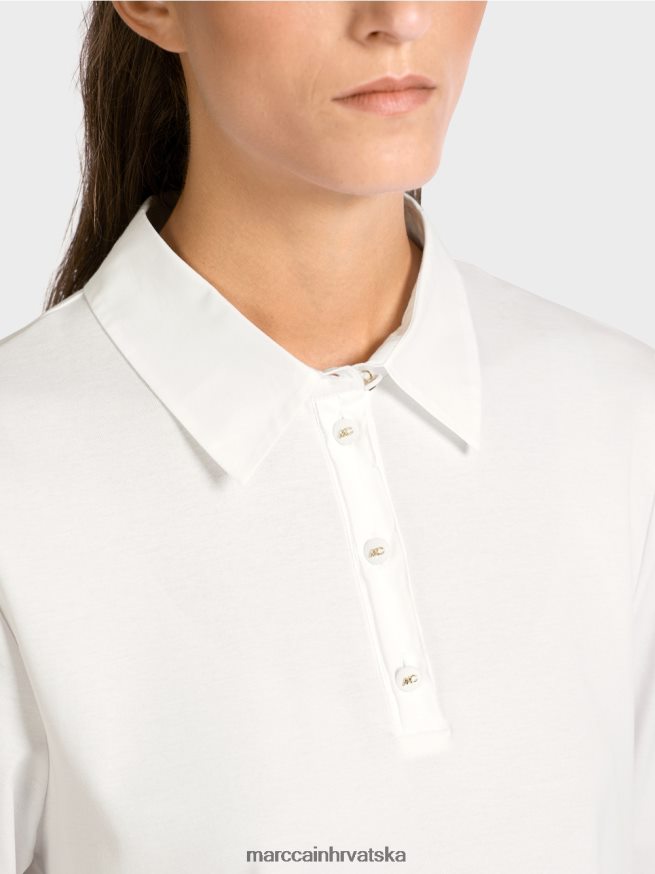bijela Marc Cain polo majica sa ženstvenim detaljima odjeća 4D66P41422