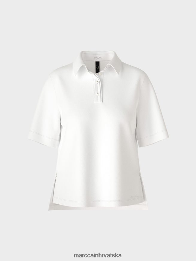 bijela Marc Cain polo majica sa ženstvenim detaljima odjeća 4D66P41422
