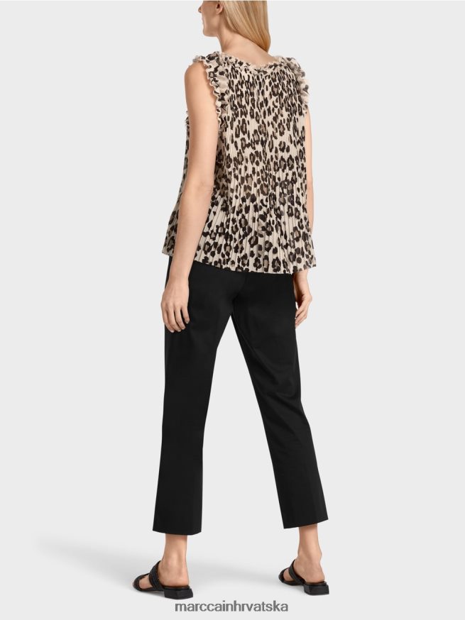 crno Marc Cain nabrani gornji dio s leopard printom odjeća 4D66P41407