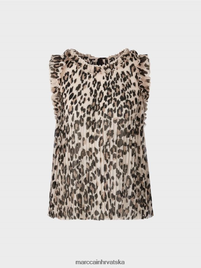 crno Marc Cain nabrani gornji dio s leopard printom odjeća 4D66P41407