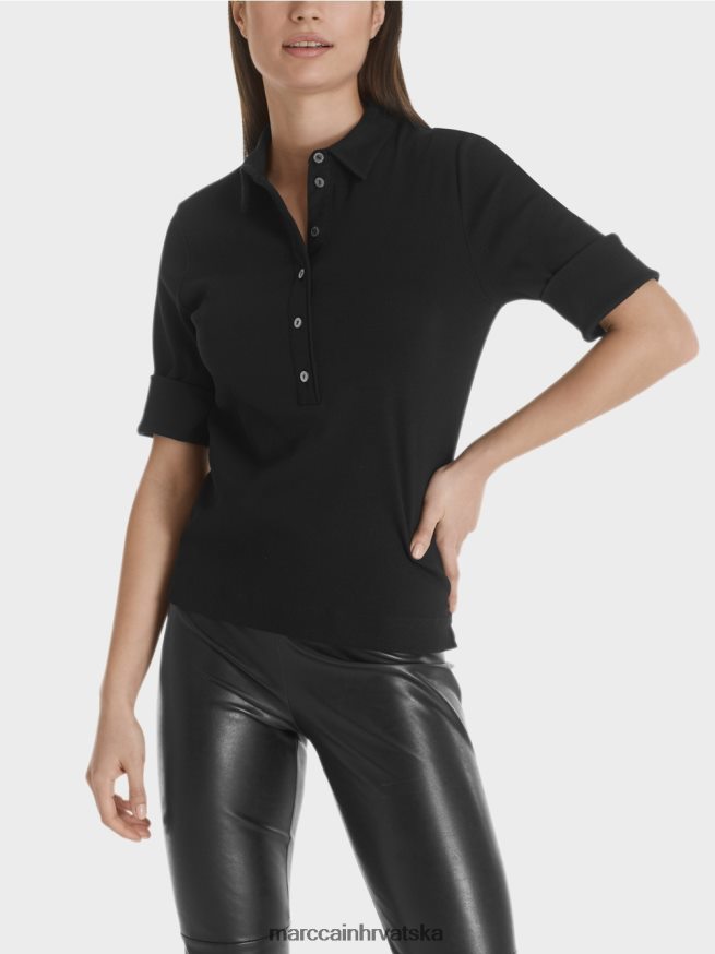 crno Marc Cain pamučna polo majica odjeća 4D66P41464