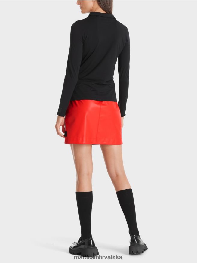 crno Marc Cain polo majica u rebrasti jersey odjeća 4D66P41270