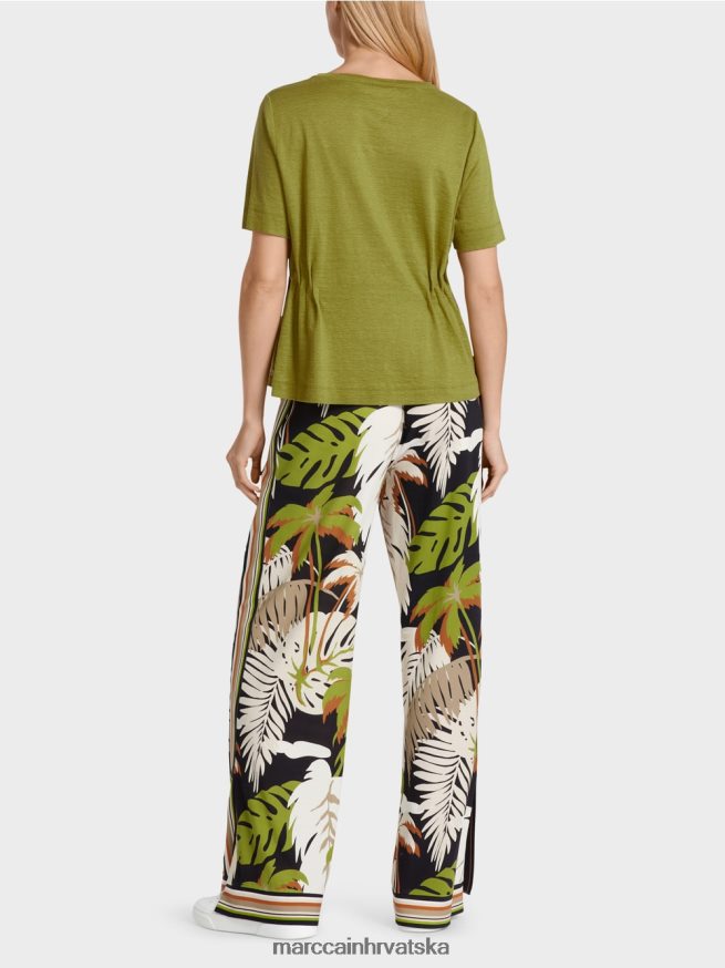 duboko maslinasto zelena Marc Cain pripijena lanena majica odjeća 4D66P41406
